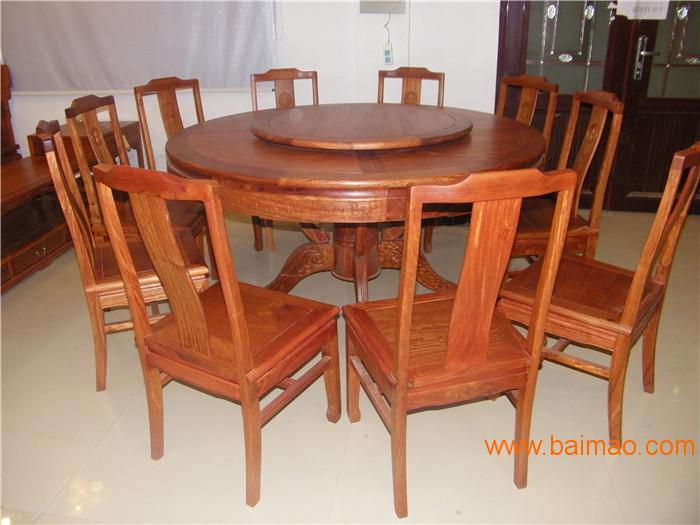 160圆台配祥和餐椅-大果紫檀圆台-红木家具知识