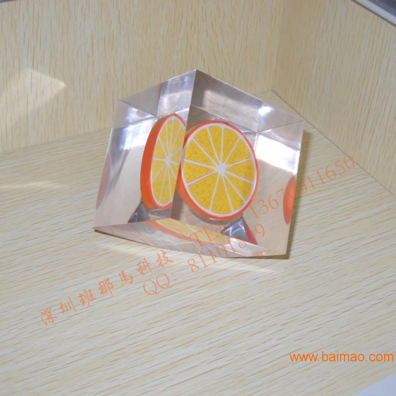 深圳工厂生产水晶胶内嵌水果模型方块透明POLY内埋