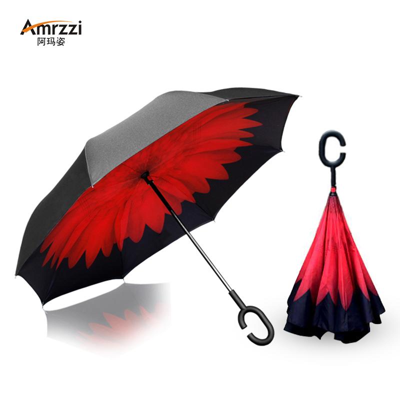 C型手动开伞双层汽车伞 创意反向雨伞定制反向伞