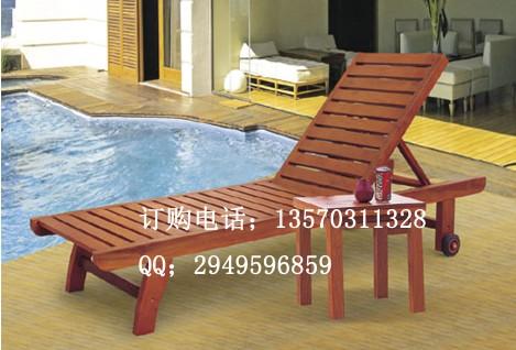 户外休闲躺椅 室内游泳池休闲会所实木沙滩椅