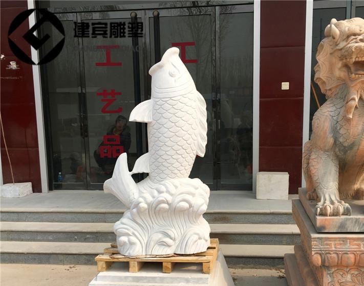大理石喷水石雕鱼 石材鱼 雕刻鱼制作厂家