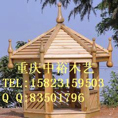 贵州防腐木六角亭 云南碳化木凉亭 重庆中式重檐亭