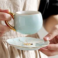 时尚陶瓷咖啡杯套装不锈钢金勺子 会议工艺礼品定制
