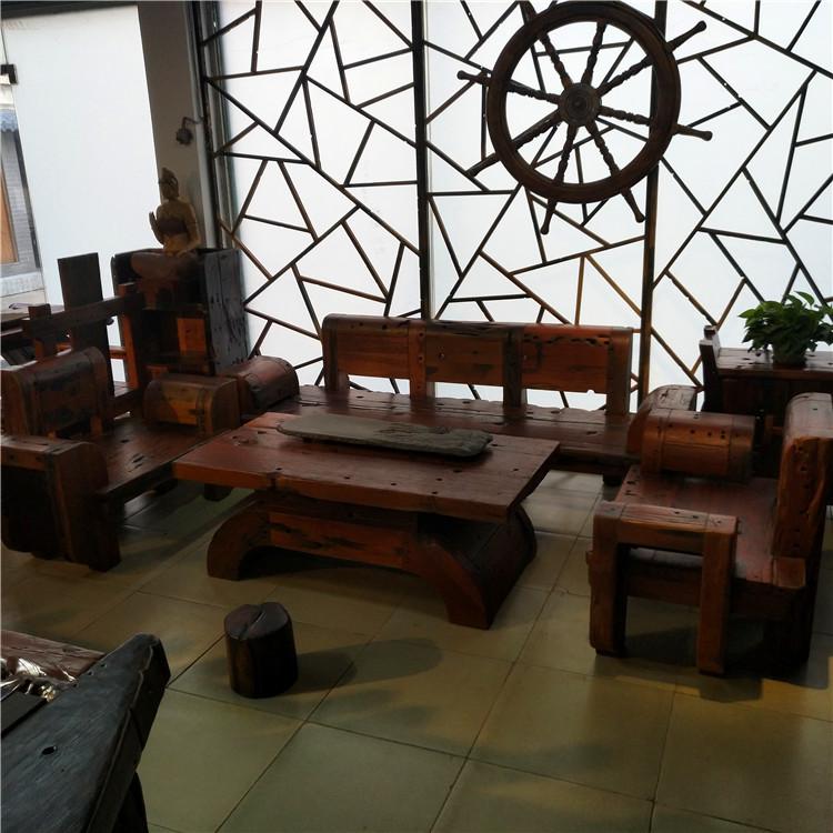 直销1.8米船木茶桌椅组合实木家具老船木茶台茶几