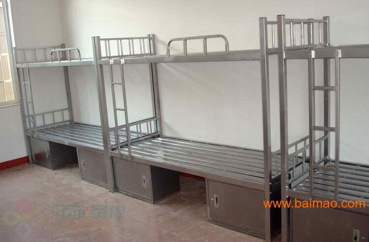 学校上下铺床尺寸带柜子铁架床 钢制铁床