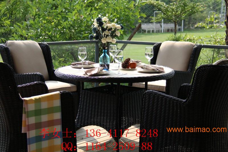 别墅铸铝藤编桌椅，休闲餐桌椅，仿藤家具，庭院用桌椅
