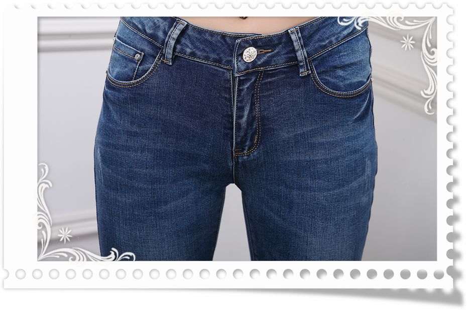 2015春夏女装新款中高腰牛仔裤女弹力修身长裤