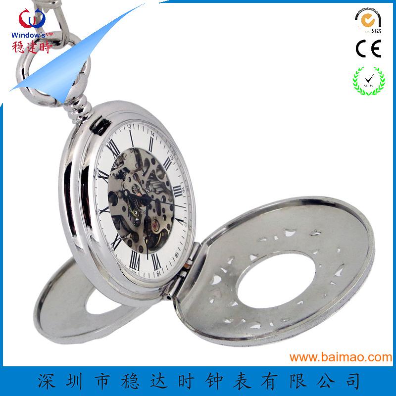 深圳手表工厂 供应镂空机械怀表 自动机械机芯