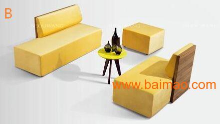 首望黄色立体几何组合沙发