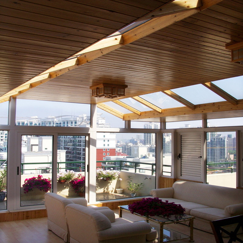 中鸿森特铝合金木质顶阳光房露台 隔热保温别墅断桥铝