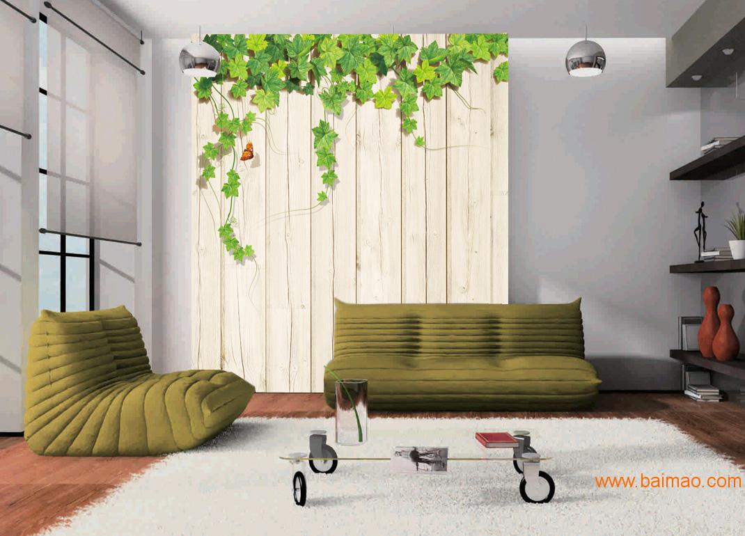 3D花藤壁画 简约时尚木纹墙纸 客厅卧室背景墙纸