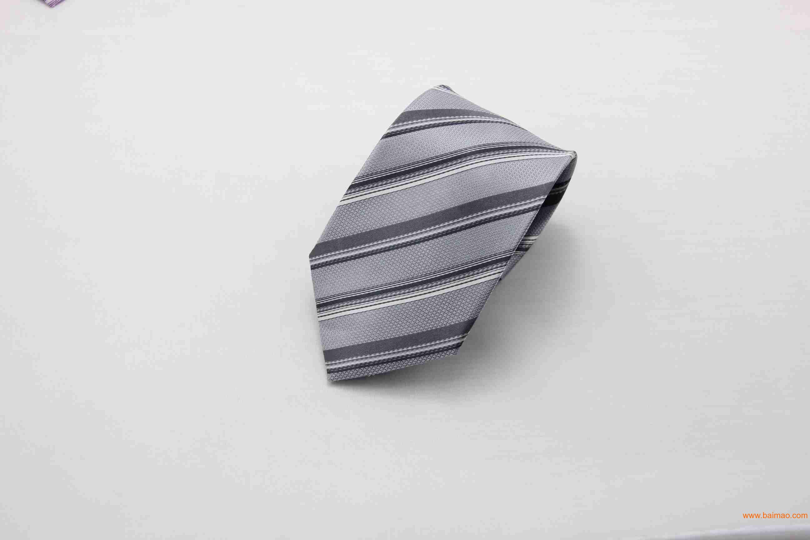 迪岳商务男士春款蓝色条纹**涤丝色织领带