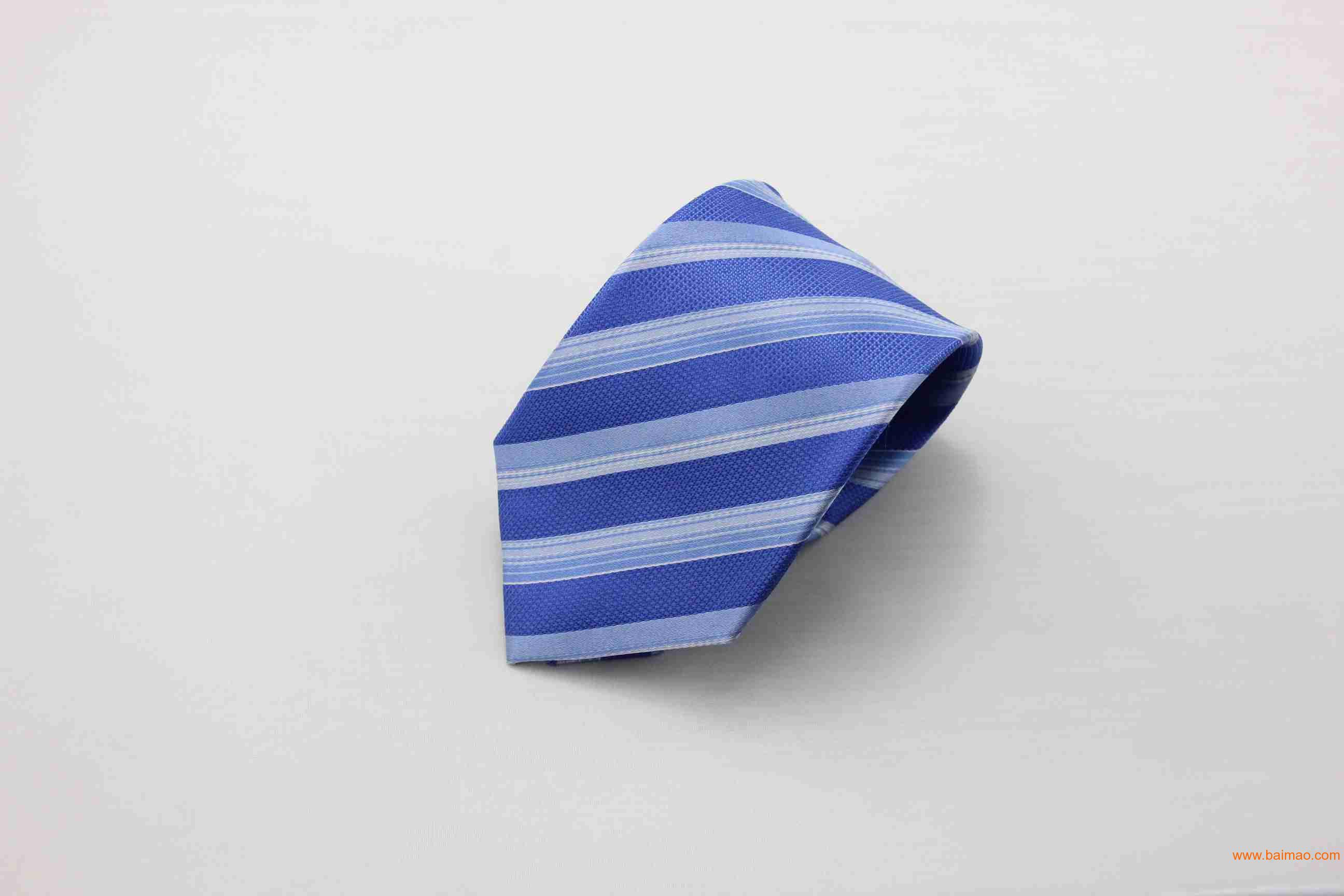 迪岳商务男士春款蓝色条纹**涤丝色织领带