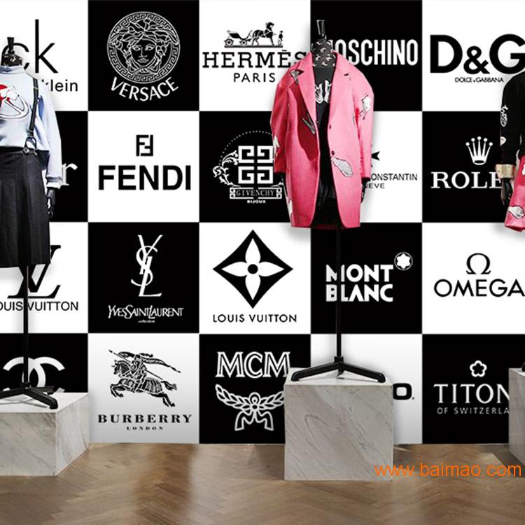 3D国际知名品牌logo大型壁画 **服装店背景墙