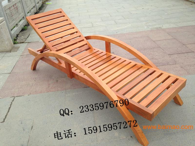 上海泳池塑料沙滩椅 户外实木躺椅 **木质沙滩椅