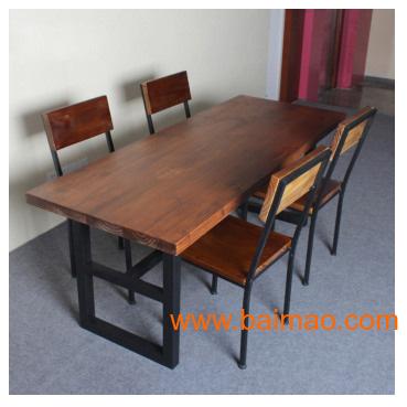 铁艺实木餐桌椅组合  铁艺实木电脑桌办公桌椅