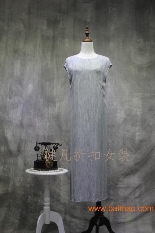 凯伦诗上海一线品牌女装真丝棉麻连衣裙库存折扣批发