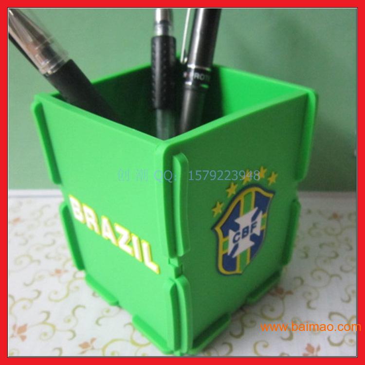 PVC软胶西班牙球队国家名广告笔筒 创意笔筒批发